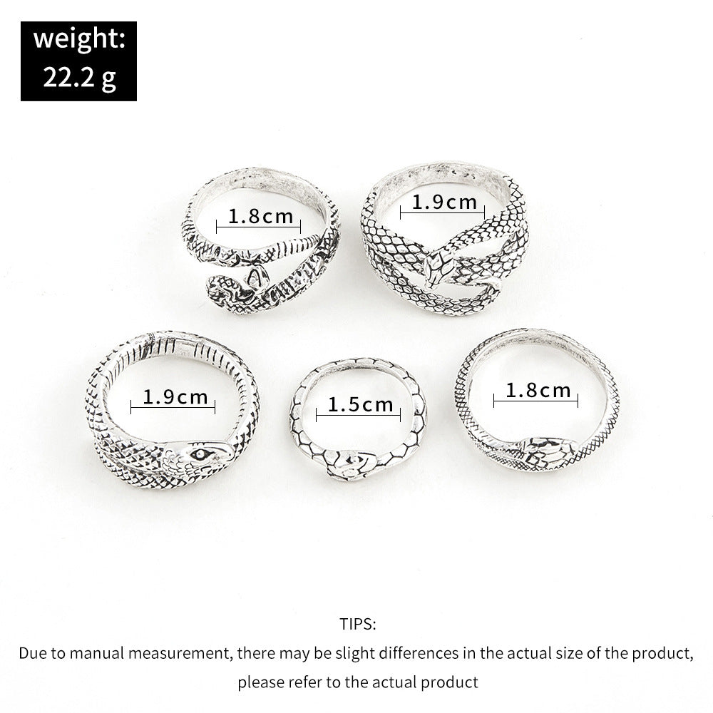 European And American Cold Wind Snake Retro Ring