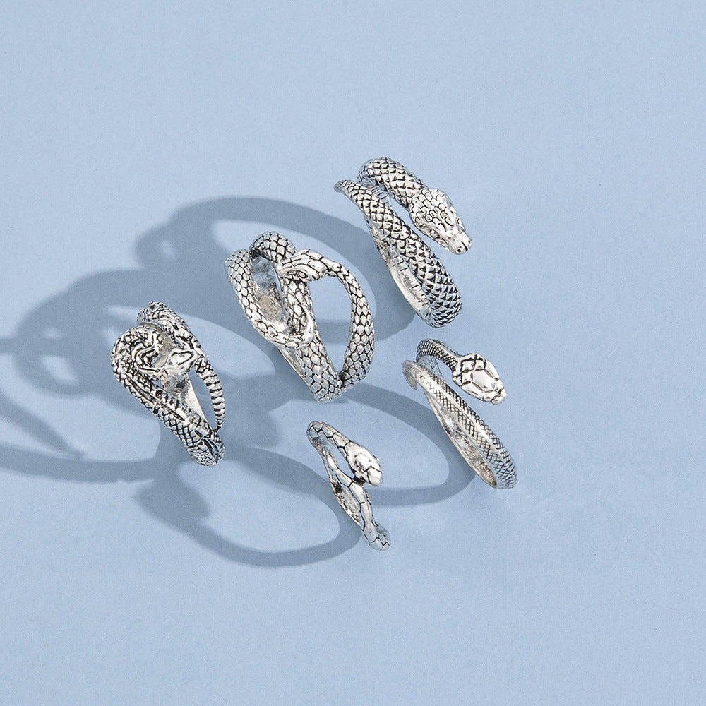 European And American Cold Wind Snake Retro Ring