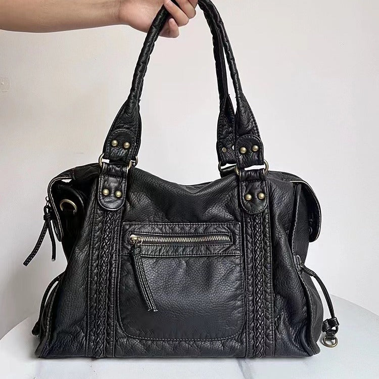 Women's French Retro Motorcycle Bag Shoulder Messenger Bag